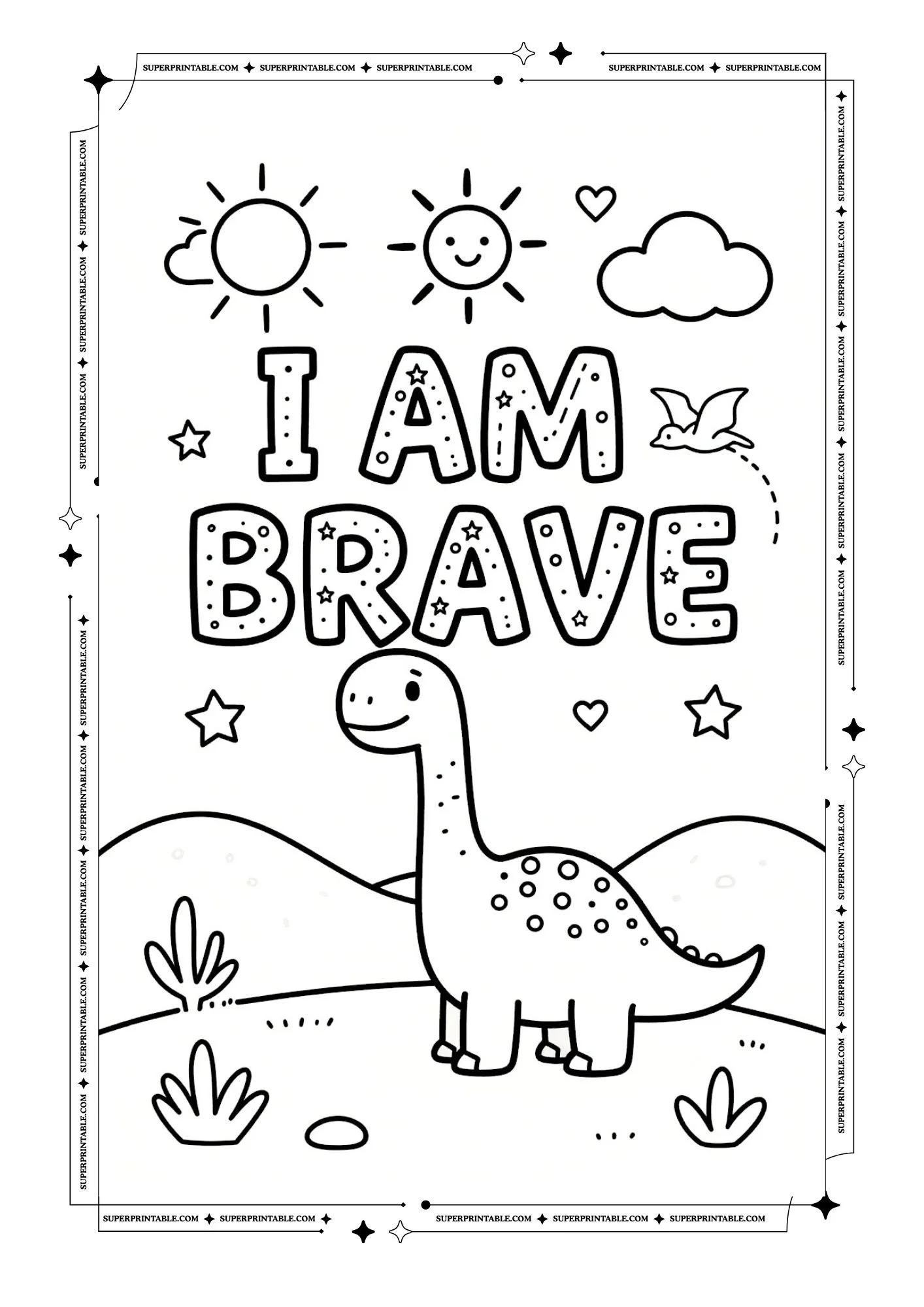 Dinosaur Positive Affirmation Coloring Pages 2