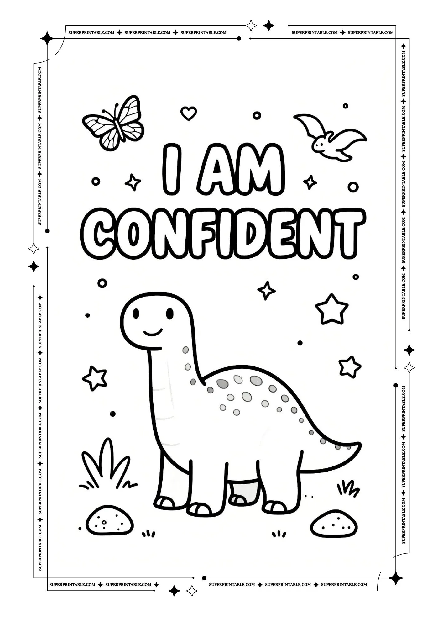 Dinosaur Positive Affirmation Coloring Pages 4