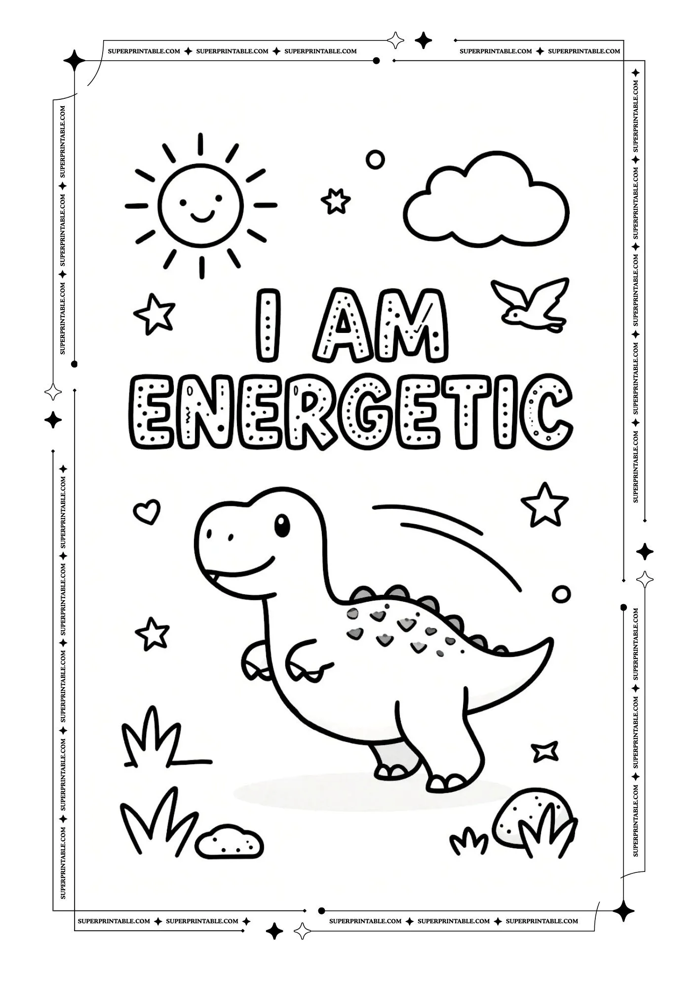 Dinosaur Positive Affirmation Coloring Pages 5