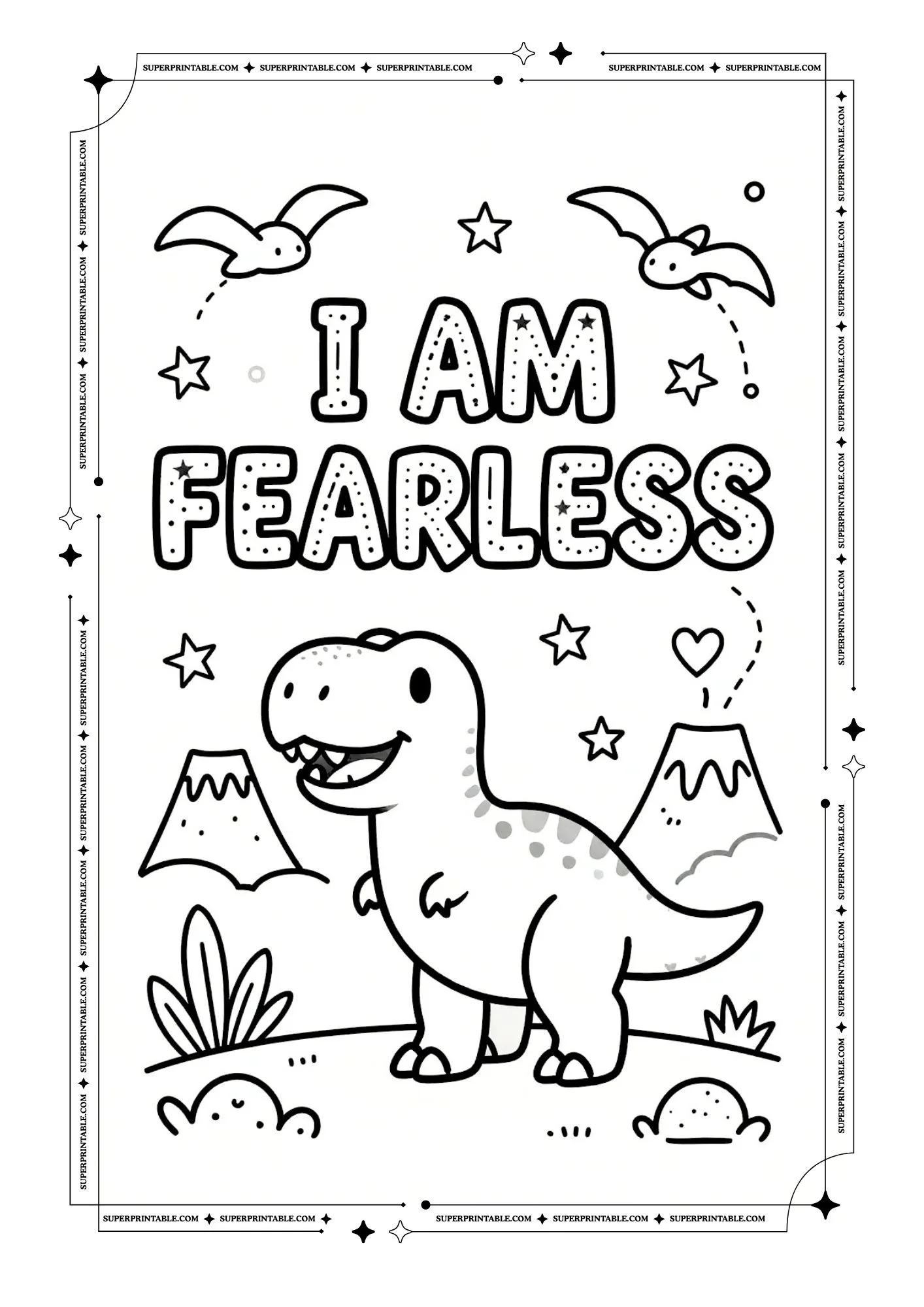 Dinosaur Positive Affirmation Coloring Pages 6