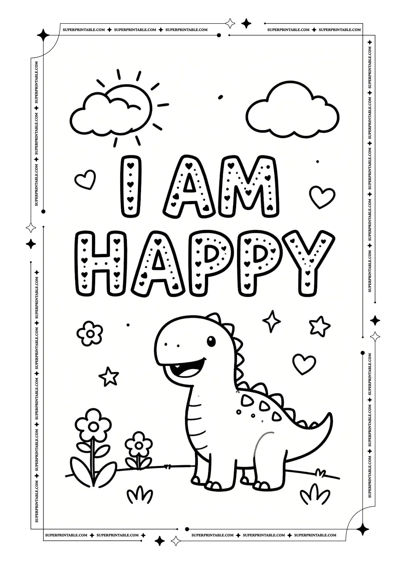 Dinosaur Positive Affirmation Coloring Pages 8
