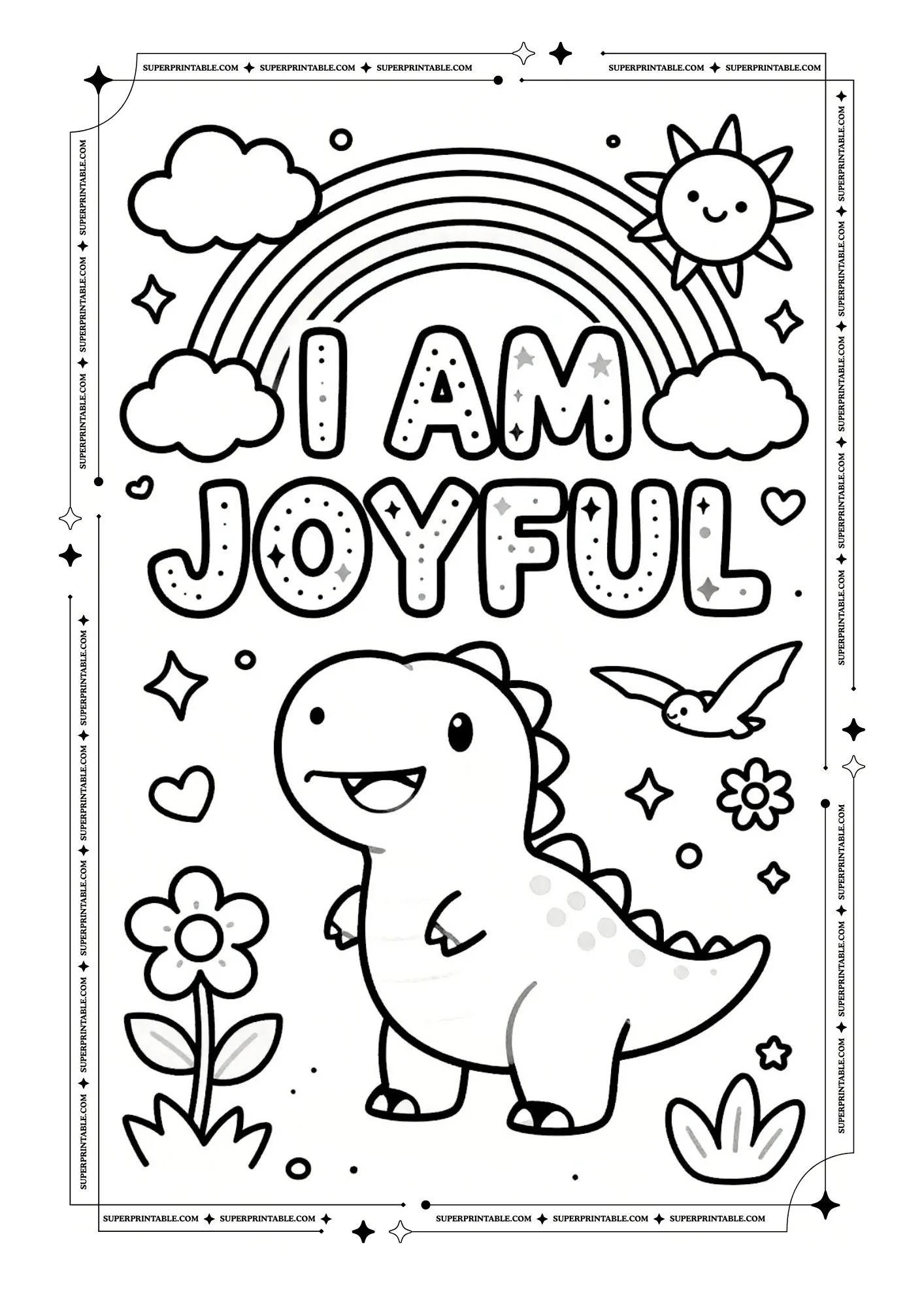 Dinosaur Positive Affirmation Coloring Pages 9