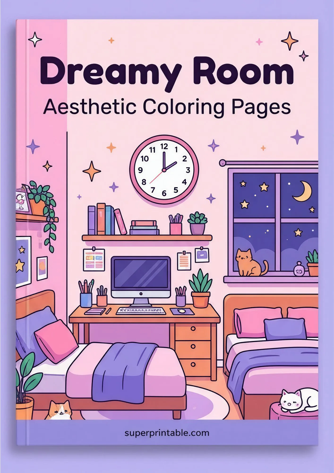 Dreamy Room Aesthetic Coloring Pages 1