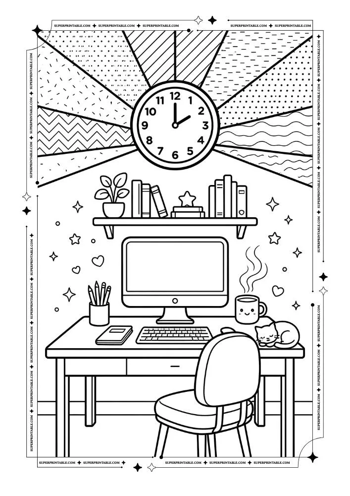 Dreamy Room Aesthetic Coloring Pages 5