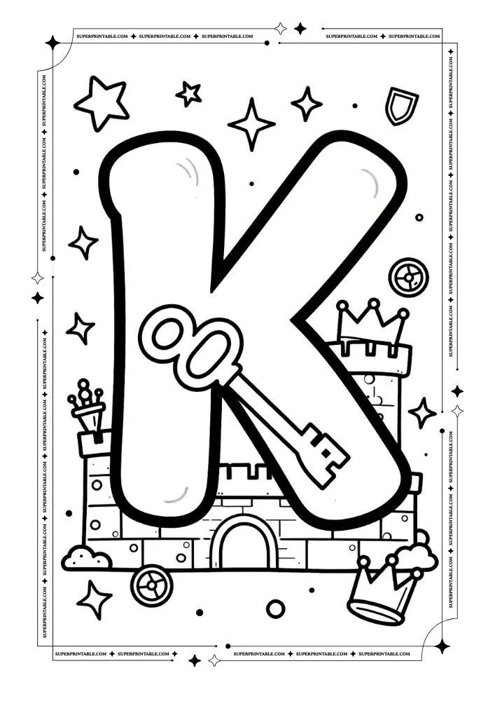 Dungeon and Prince Alphabet Coloring Pages 11