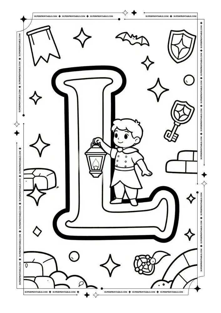 Dungeon and Prince Alphabet Coloring Pages 12