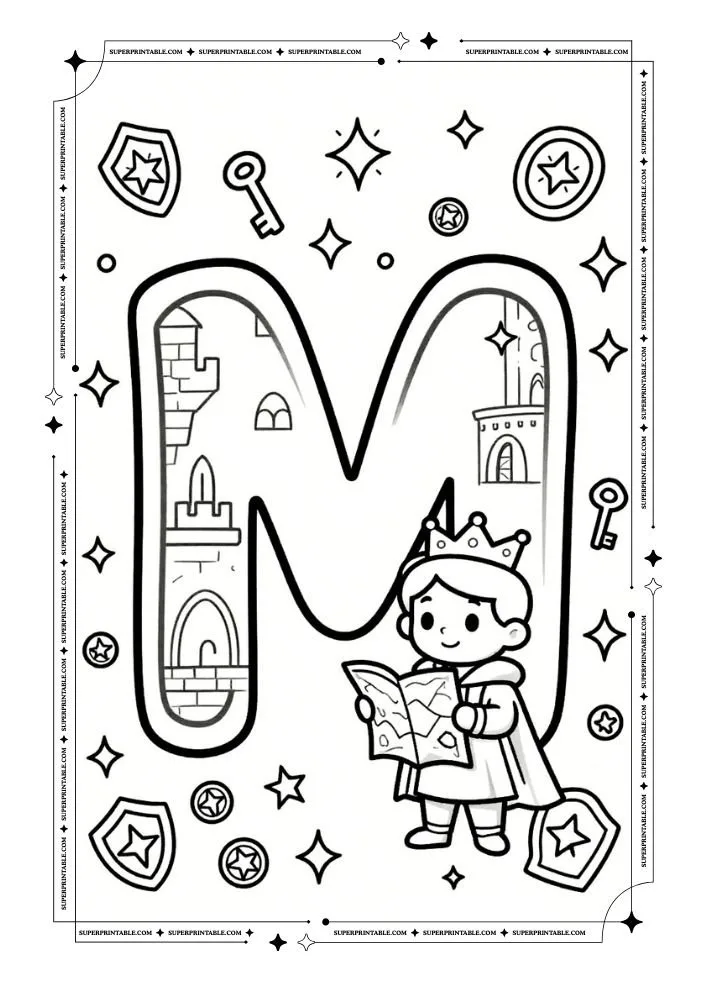 Dungeon and Prince Alphabet Coloring Pages 13