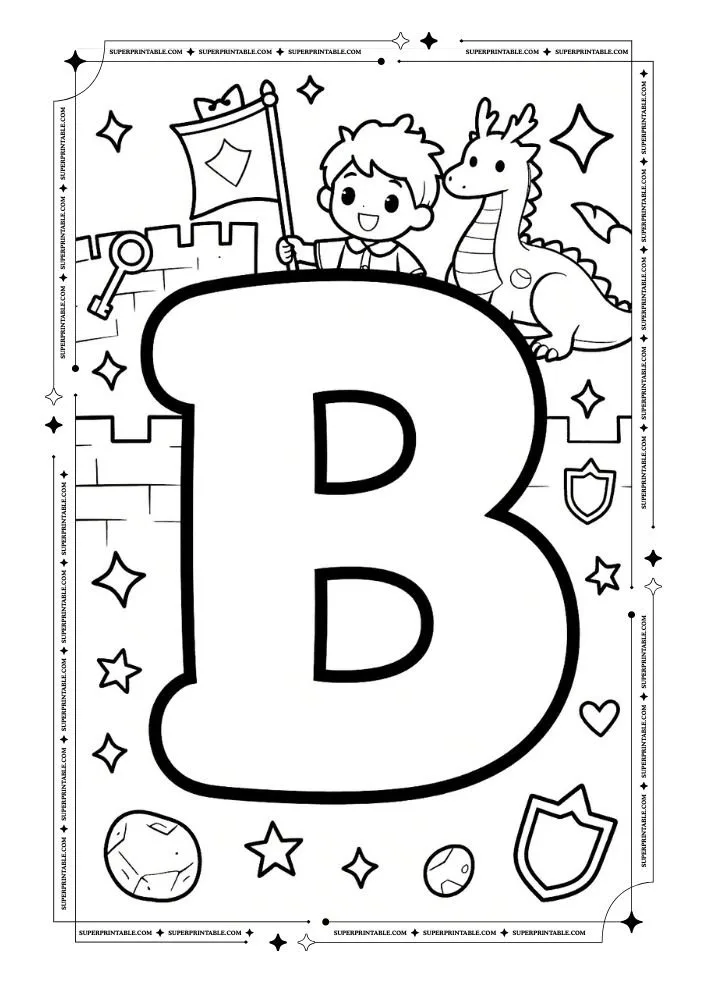 Dungeon and Prince Alphabet Coloring Pages 2