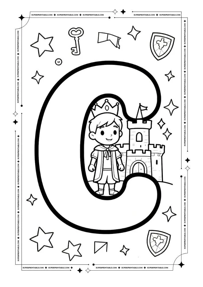 Dungeon and Prince Alphabet Coloring Pages 3
