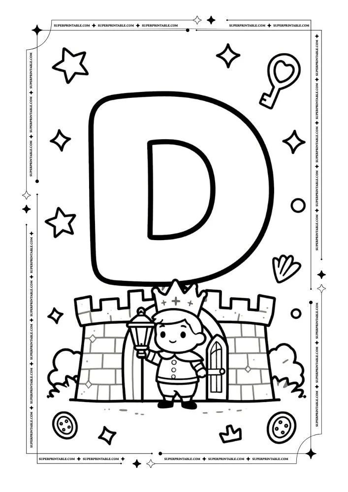 Dungeon and Prince Alphabet Coloring Pages 4