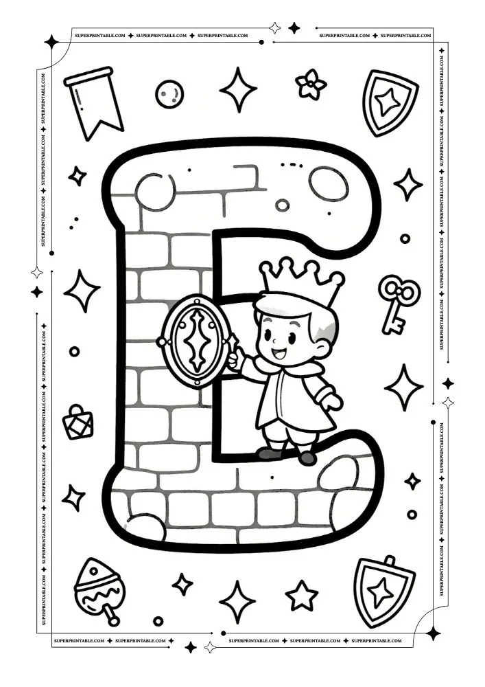 Dungeon and Prince Alphabet Coloring Pages 5