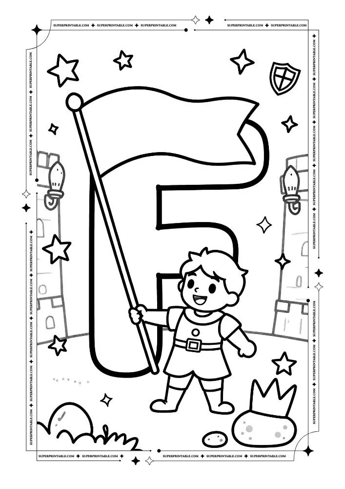 Dungeon and Prince Alphabet Coloring Pages 6