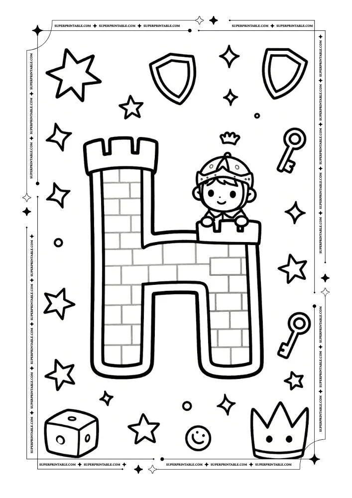 Dungeon and Prince Alphabet Coloring Pages 8