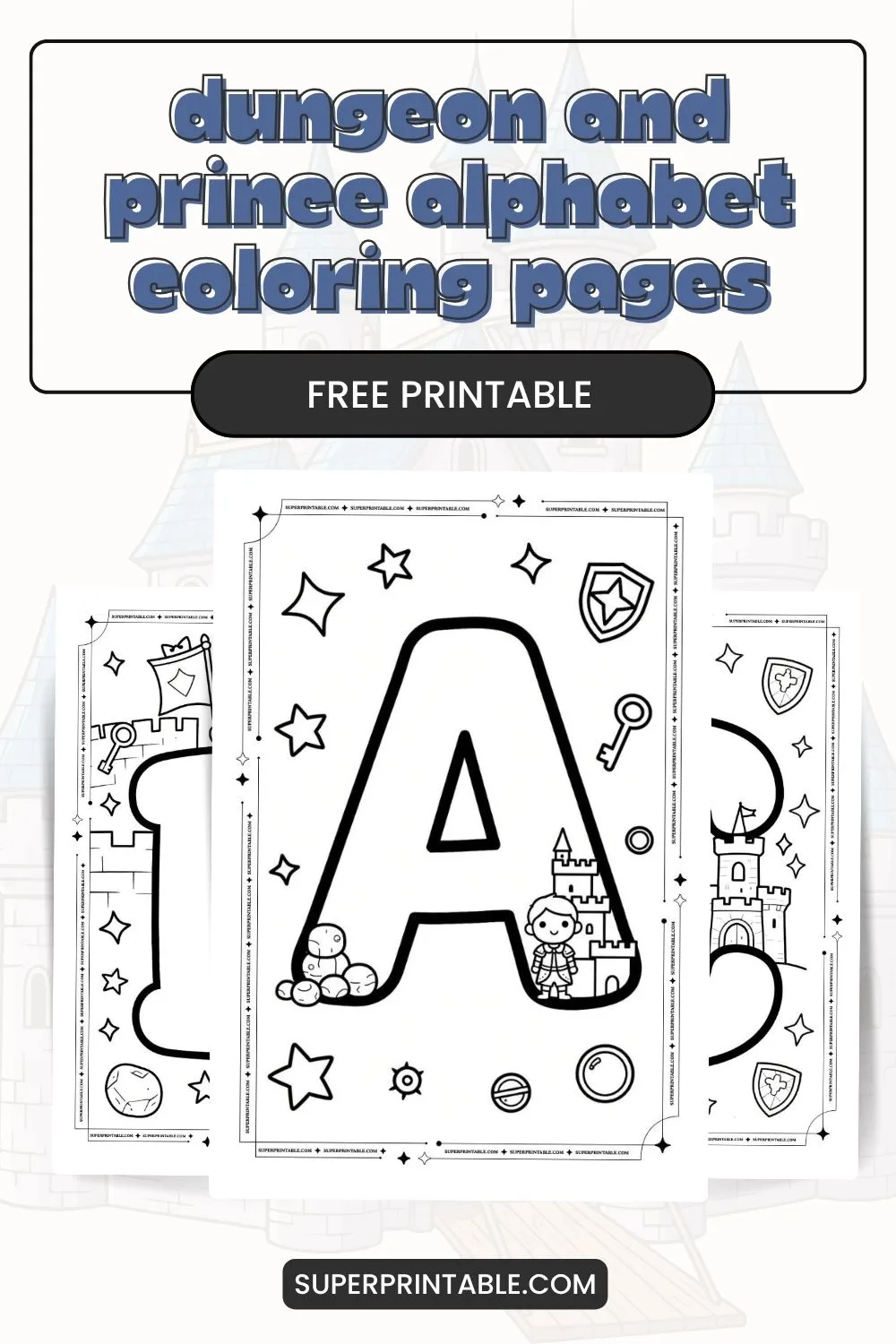 Dungeon and Prince Alphabet Coloring Pages Pinterest Image