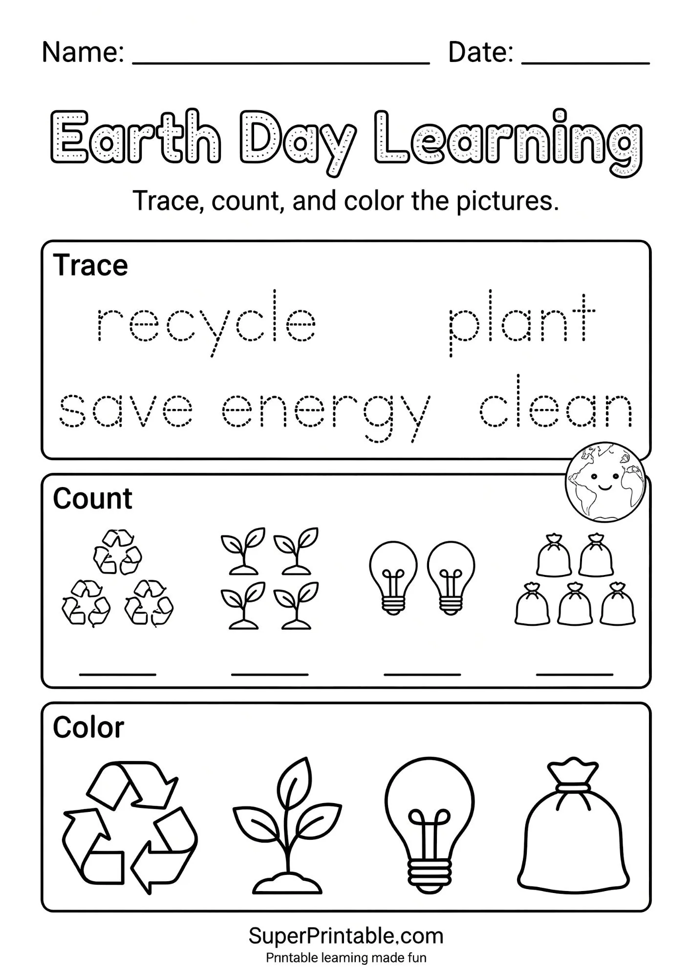 Earth Day Activity Worksheets for Kids 1