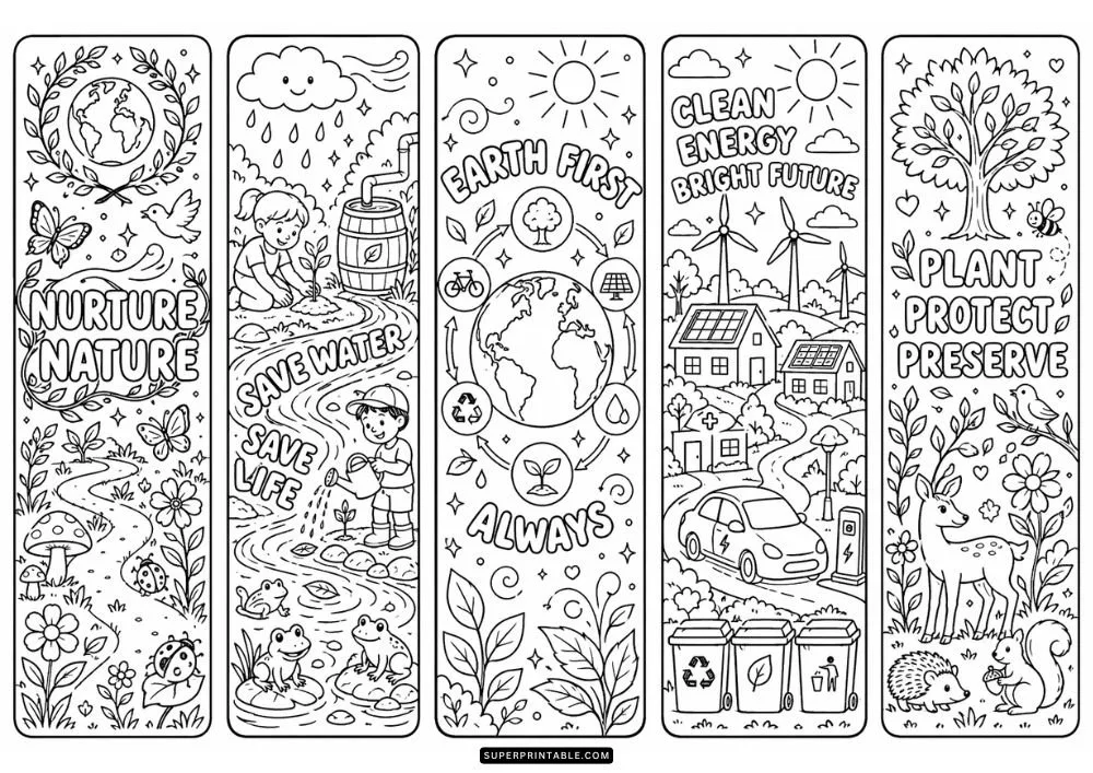 Earth Day Bookmarks Coloring Pages 4