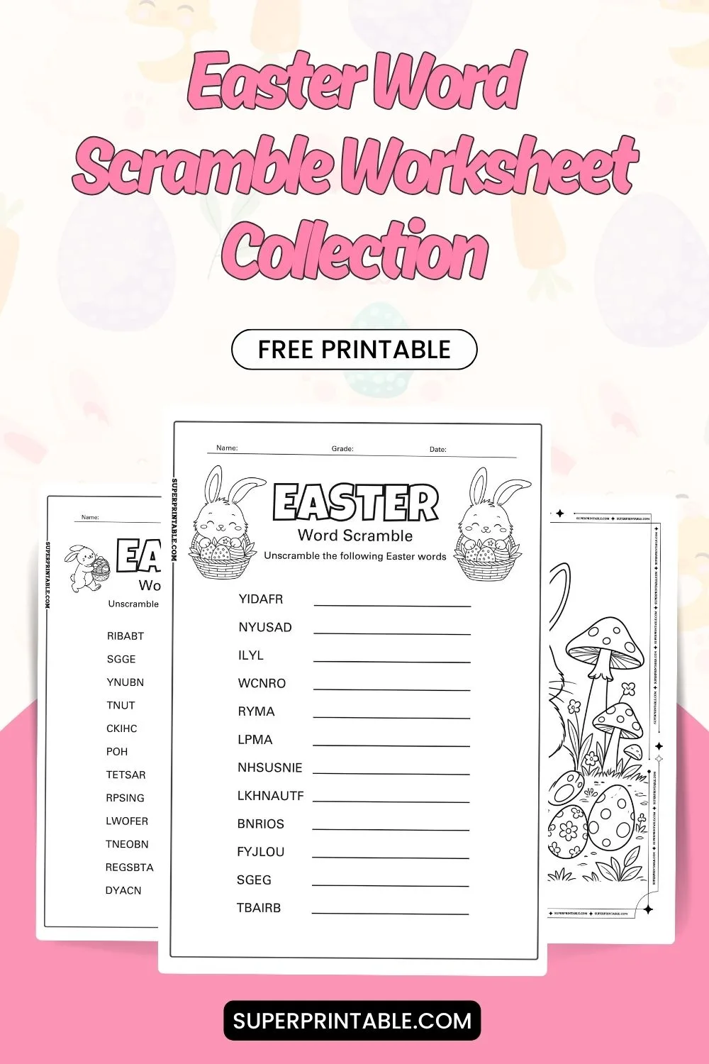 Easter Word Scramble Worksheet Pinterest Image