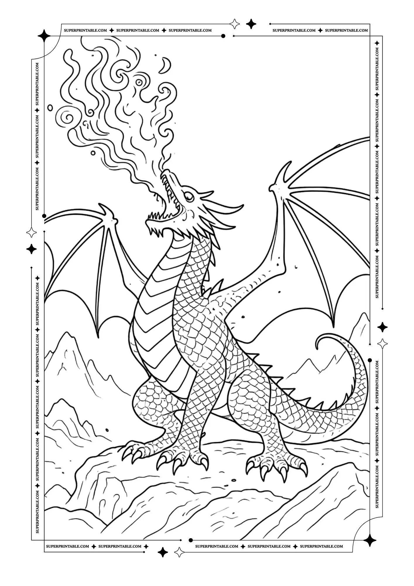 Fantasy Dragon Coloring Pages 1