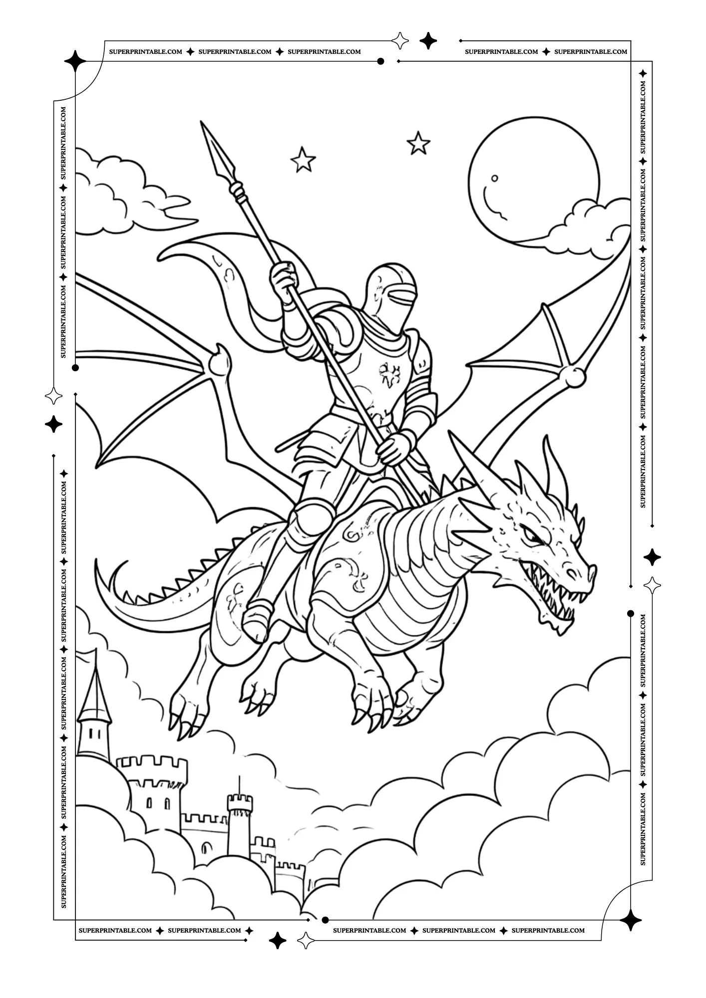 Fantasy Dragon Coloring Pages 3