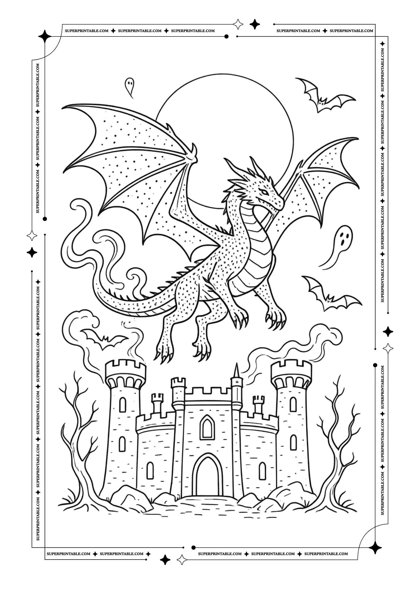Fantasy Dragon Coloring Pages 5