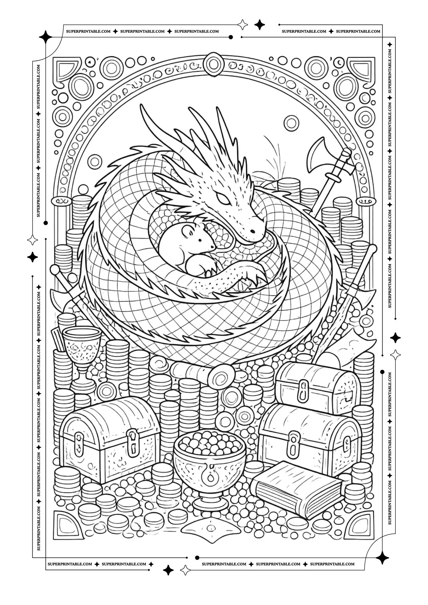 Fantasy Dragon Coloring Pages 6