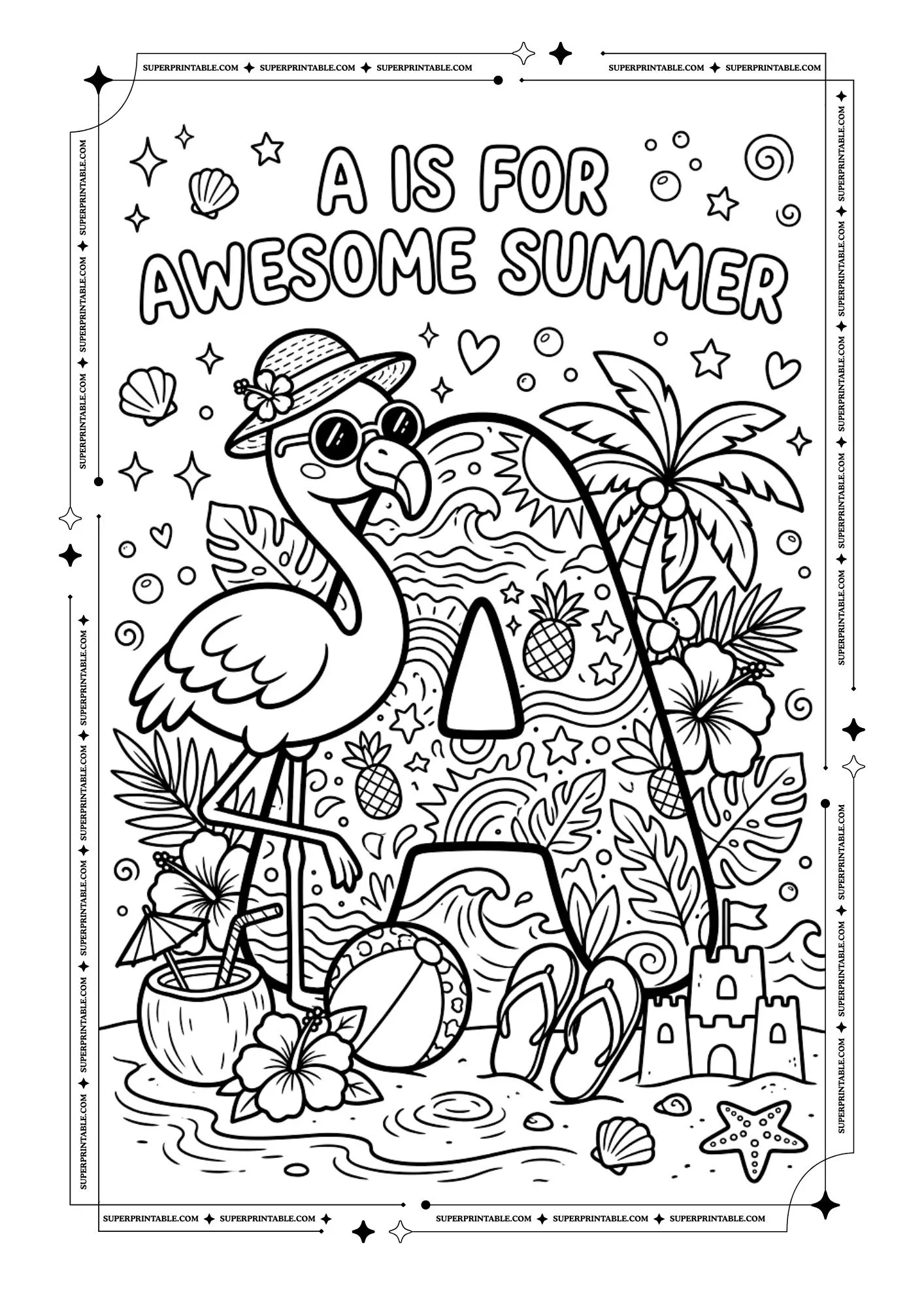 Flamingo Alphabet Coloring Pages 1