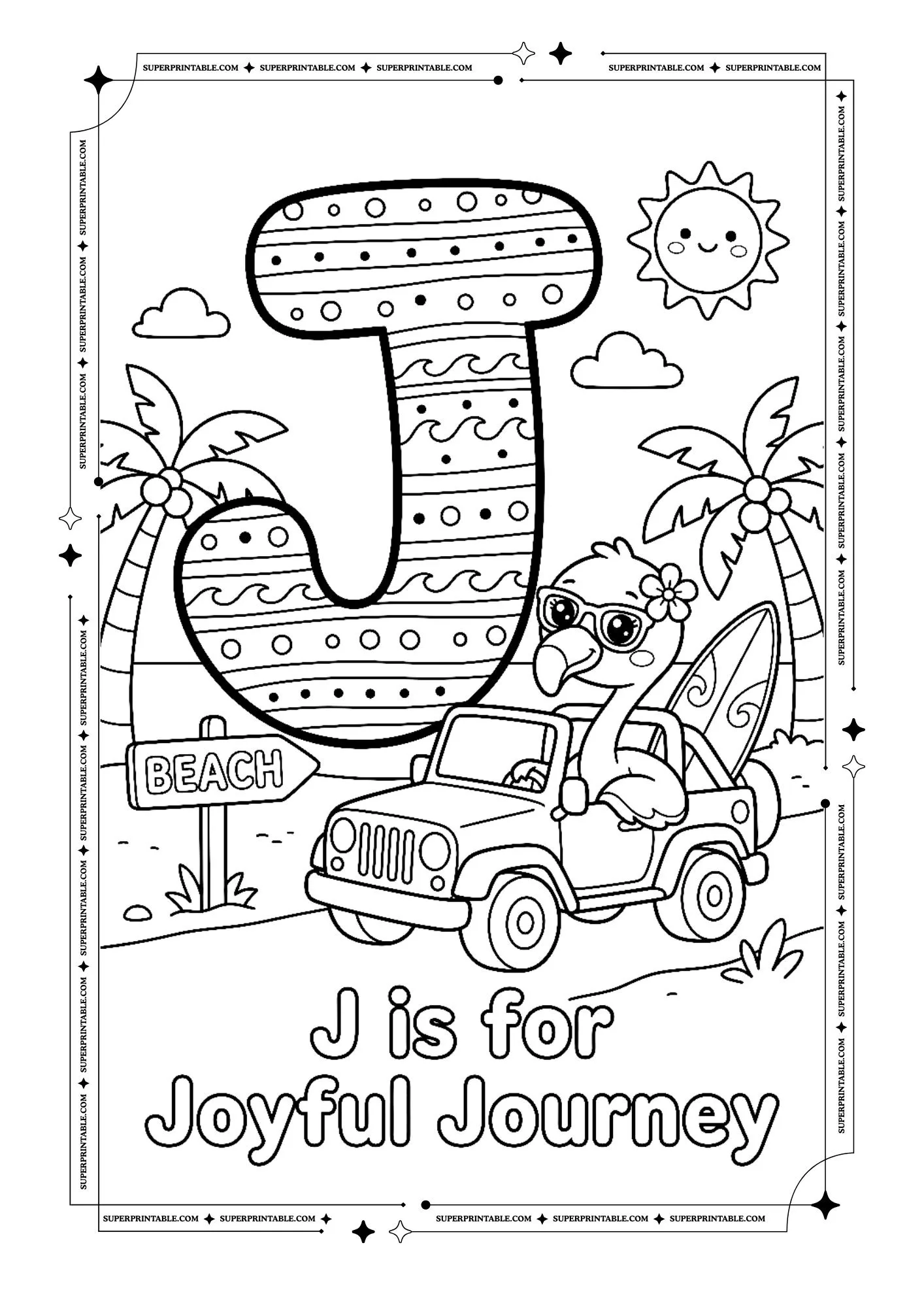 Flamingo Alphabet Coloring Pages 10