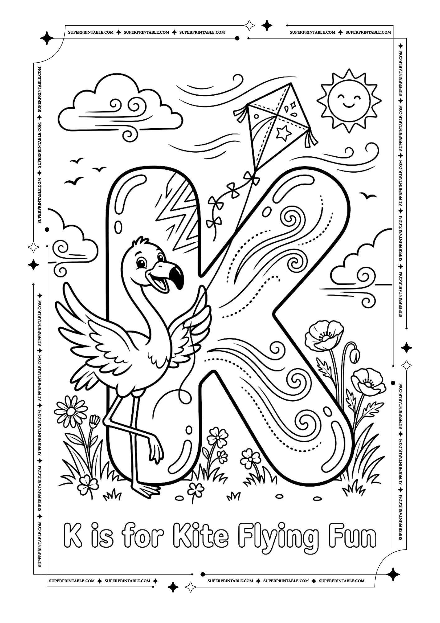 Flamingo Alphabet Coloring Pages 11