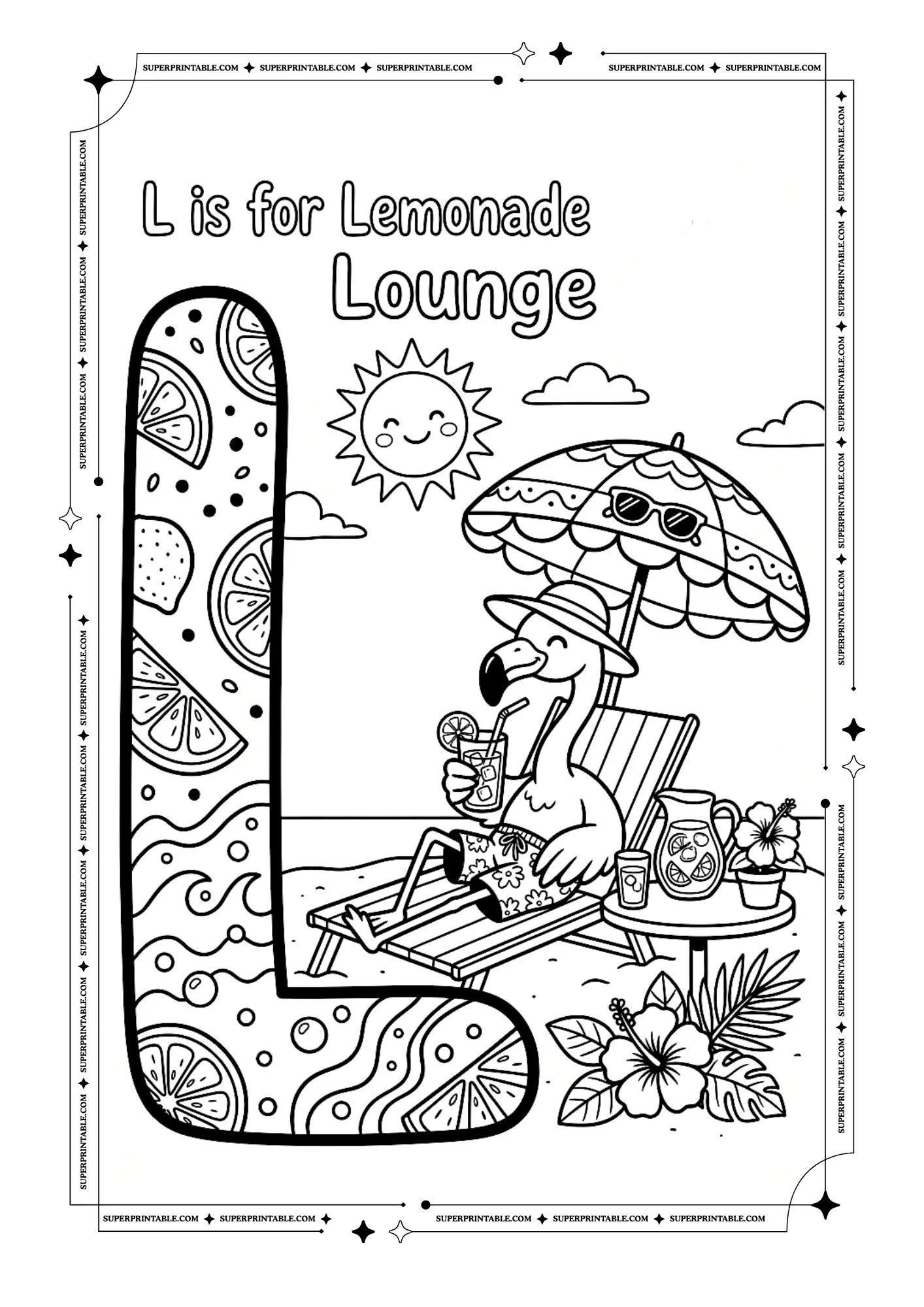 Flamingo Alphabet Coloring Pages 12