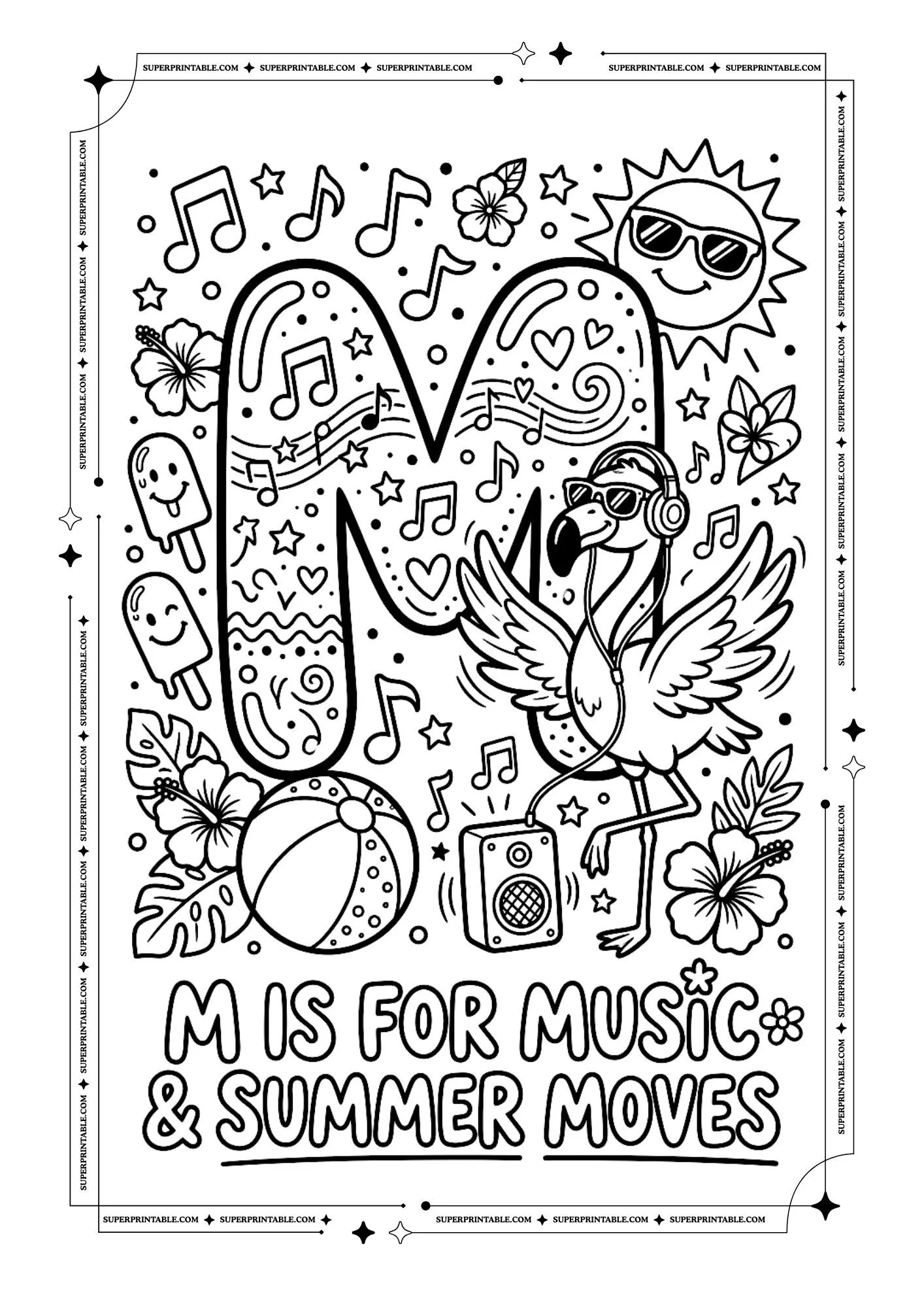 Flamingo Alphabet Coloring Pages 13