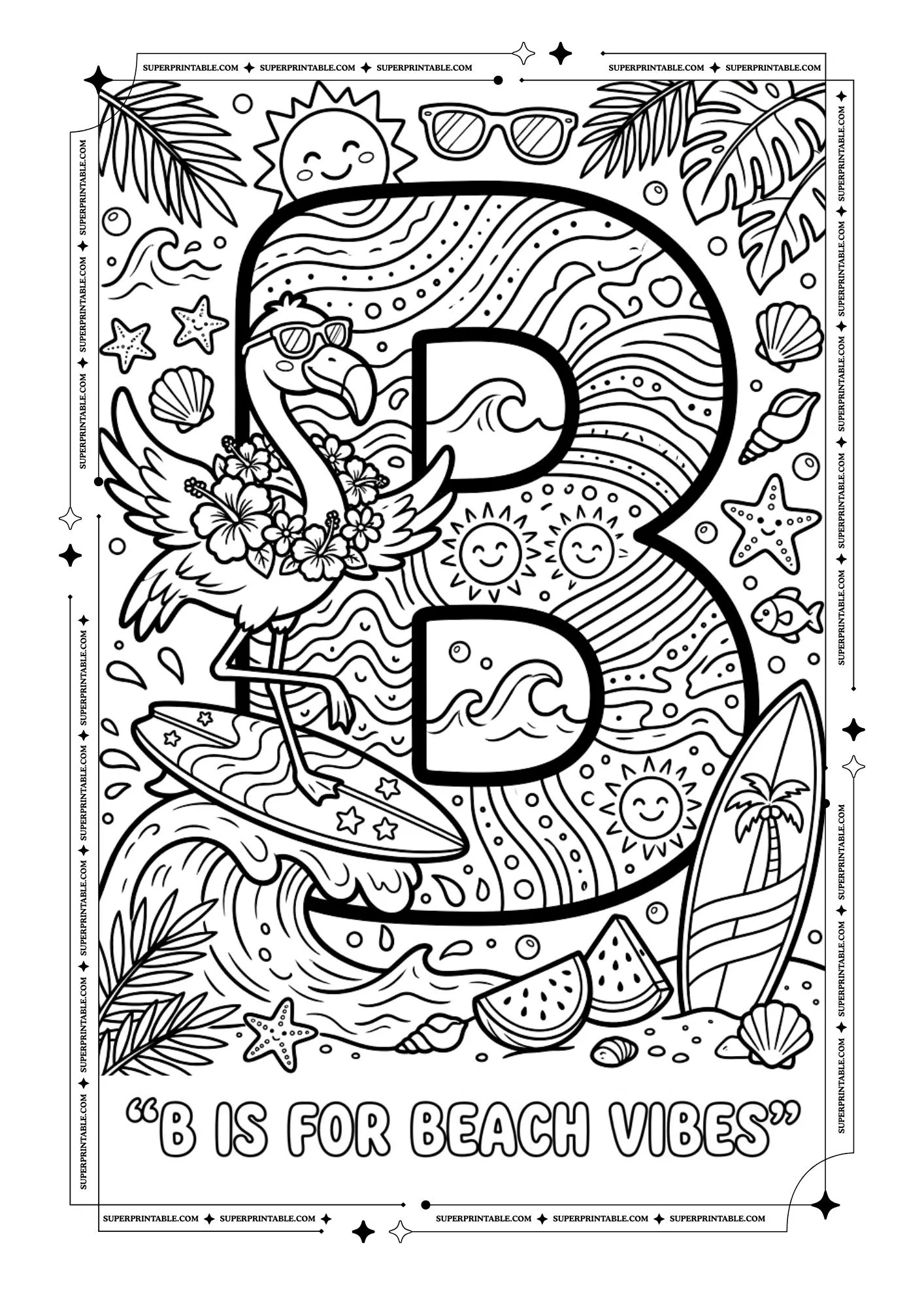Flamingo Alphabet Coloring Pages 2