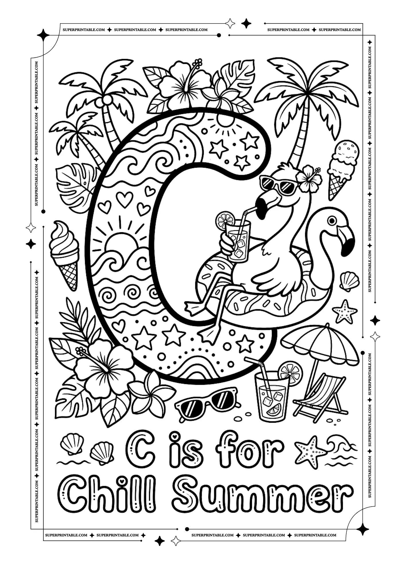 Flamingo Alphabet Coloring Pages 3