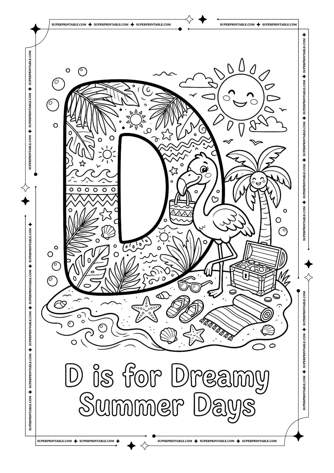 Flamingo Alphabet Coloring Pages 4