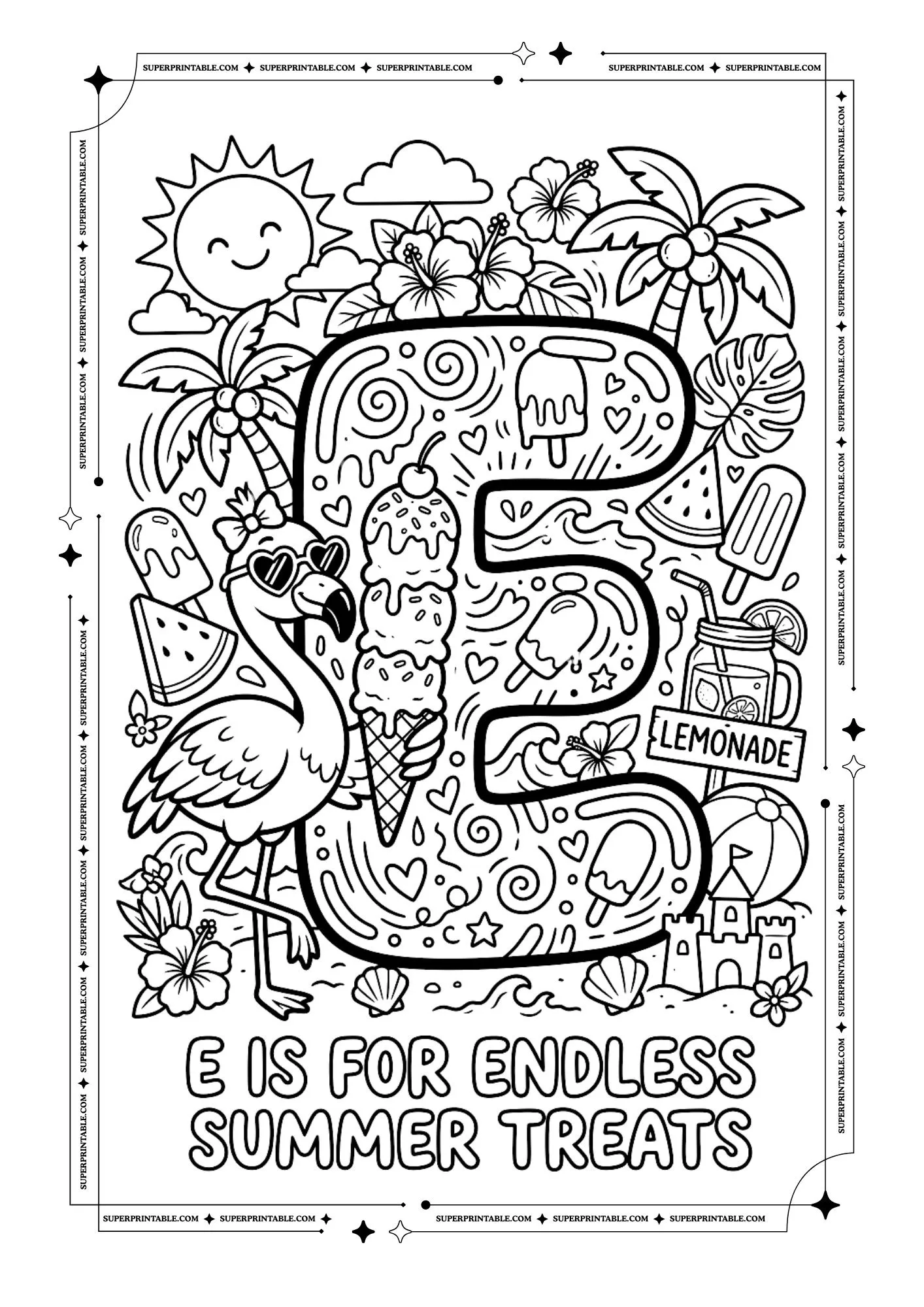 Flamingo Alphabet Coloring Pages 5