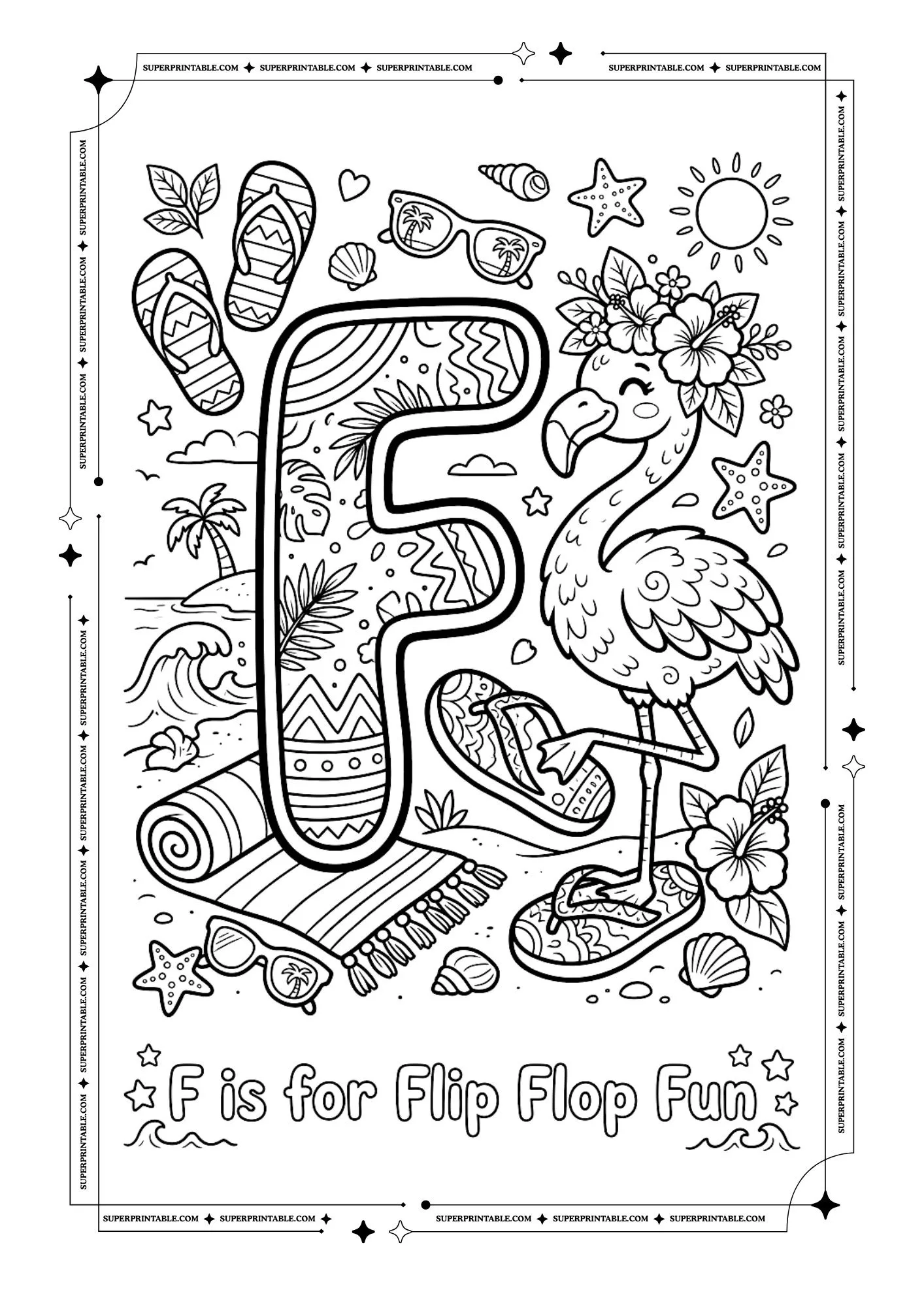 Flamingo Alphabet Coloring Pages 6