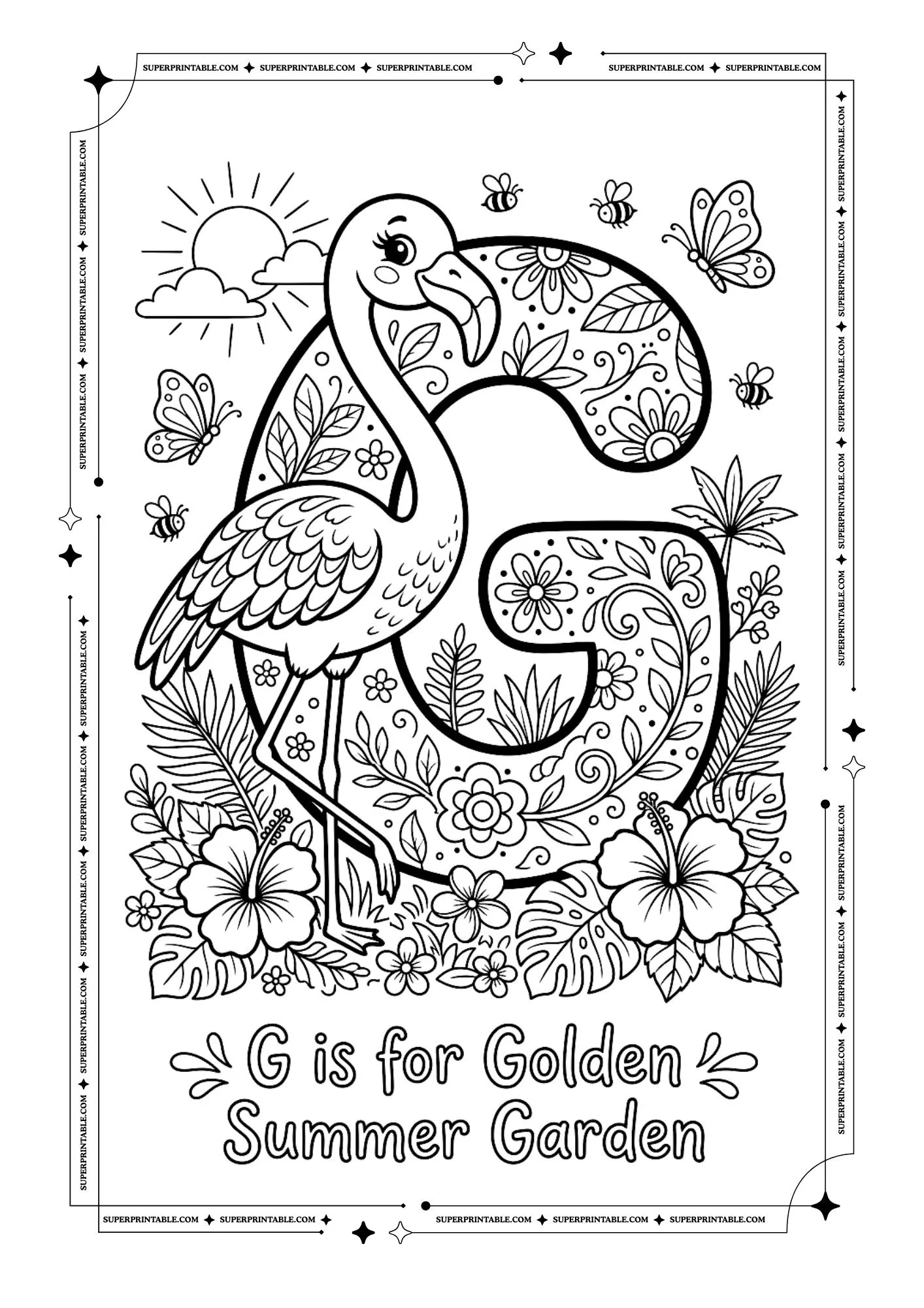Flamingo Alphabet Coloring Pages 7