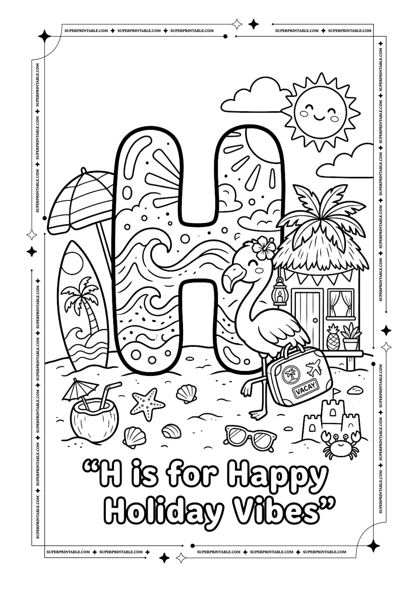 Flamingo Alphabet Coloring Pages 8