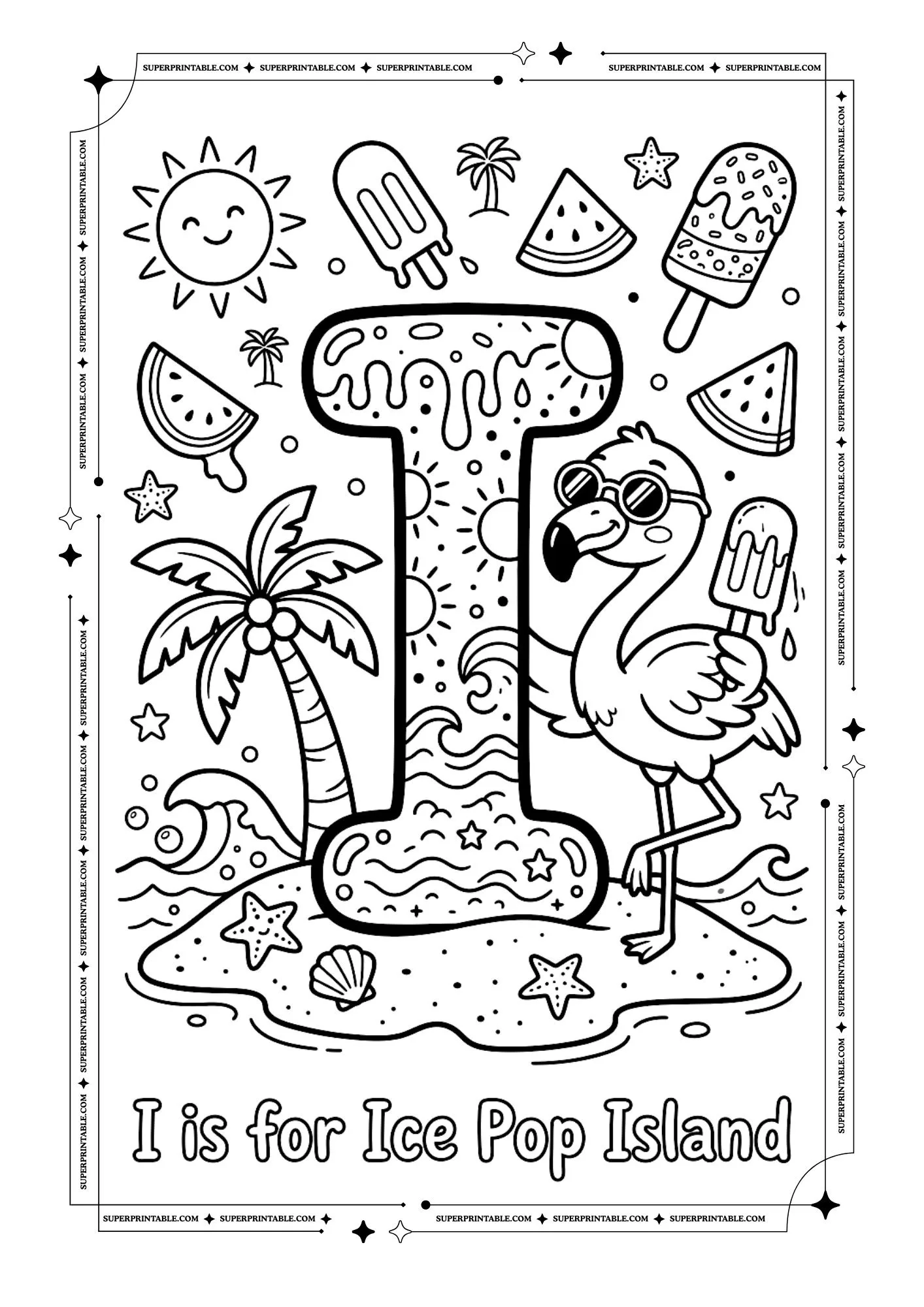 Flamingo Alphabet Coloring Pages 9