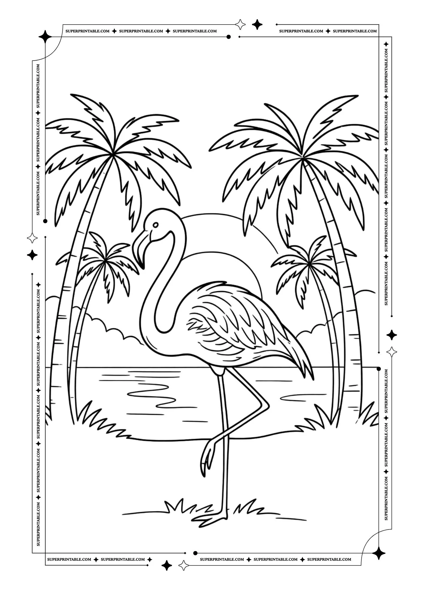Flamingo Coloring Pages 2