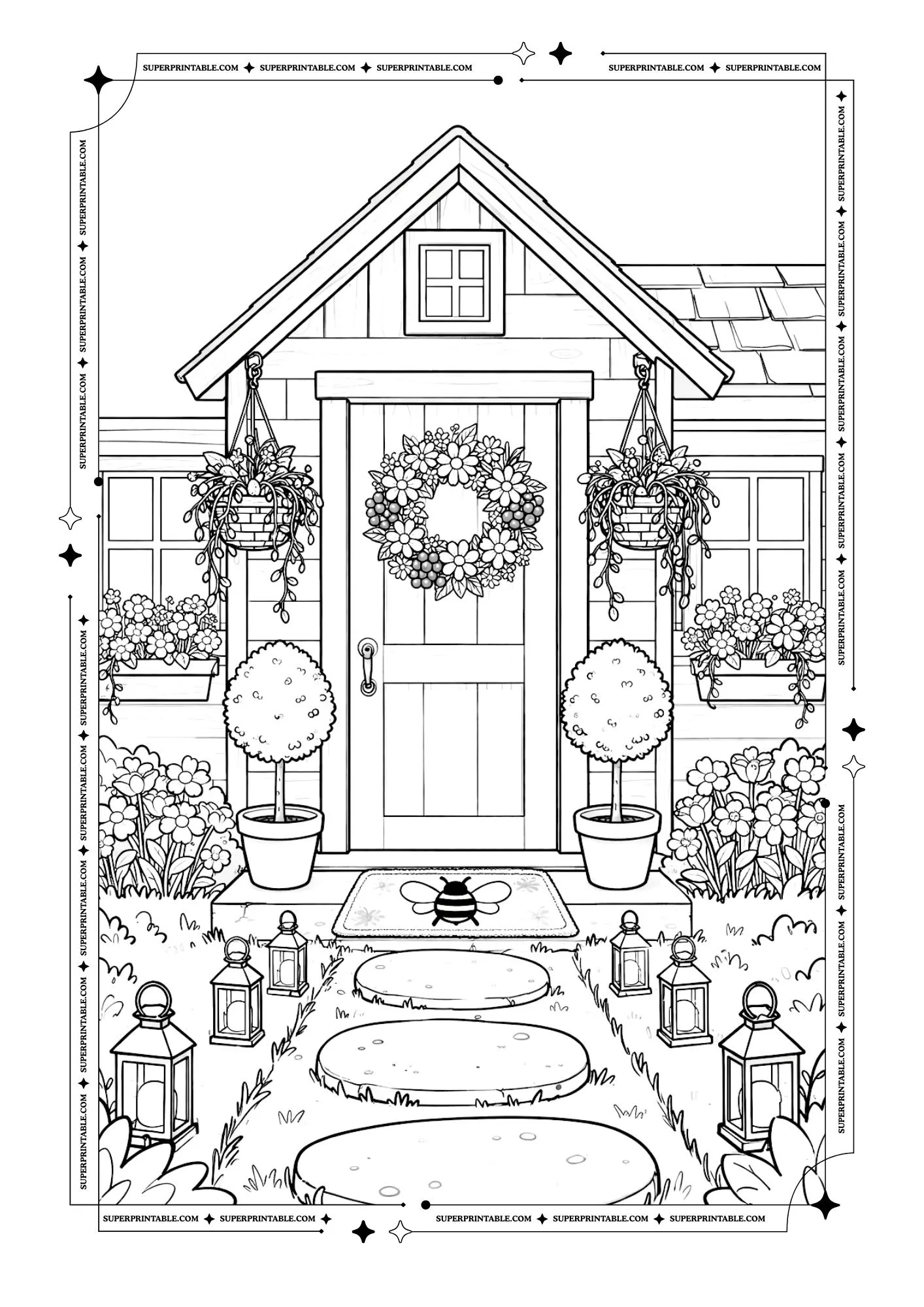 Flower Wreath Coloring Pages 10