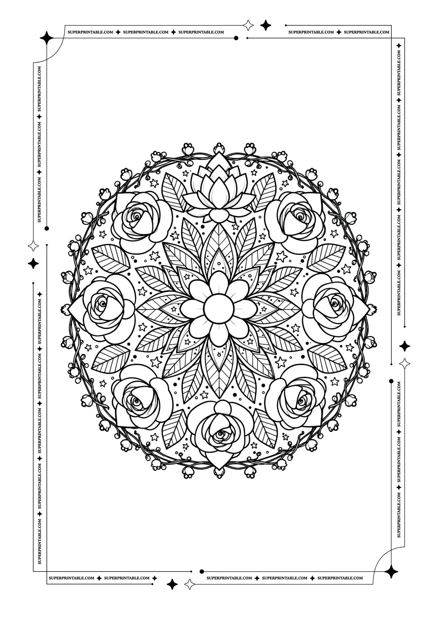 Flower Wreath Coloring Pages 2
