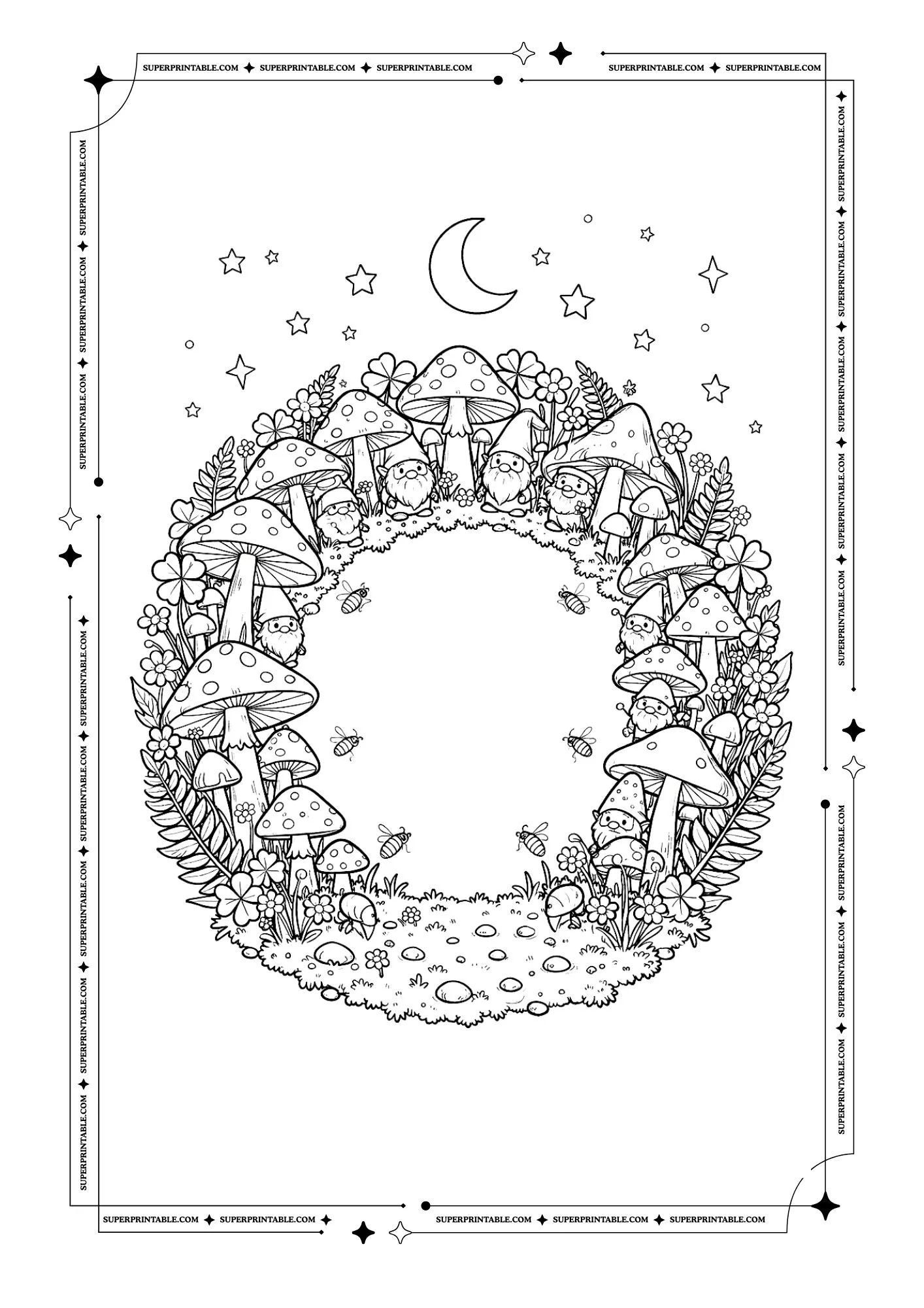 Flower Wreath Coloring Pages 3