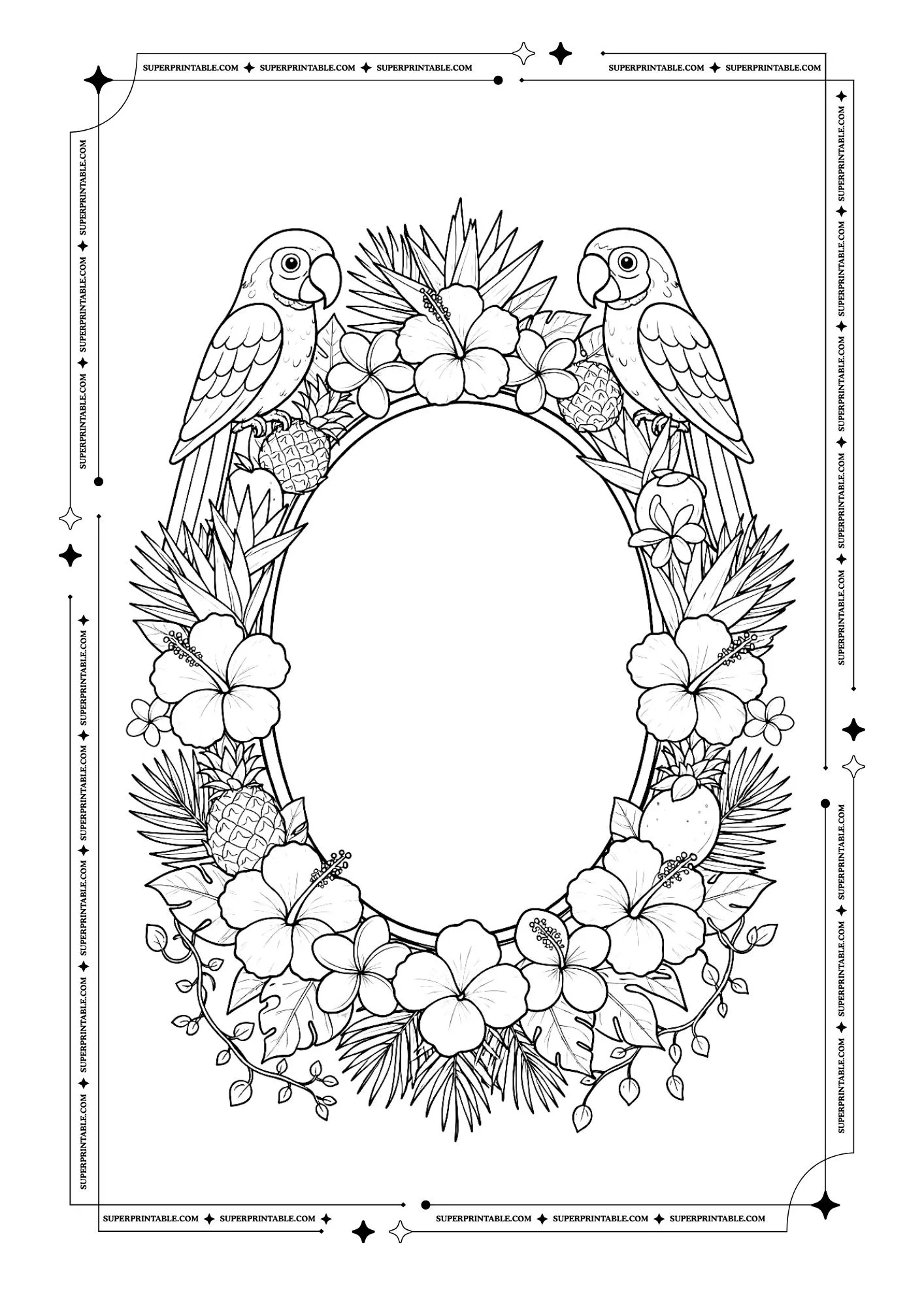 Flower Wreath Coloring Pages 4