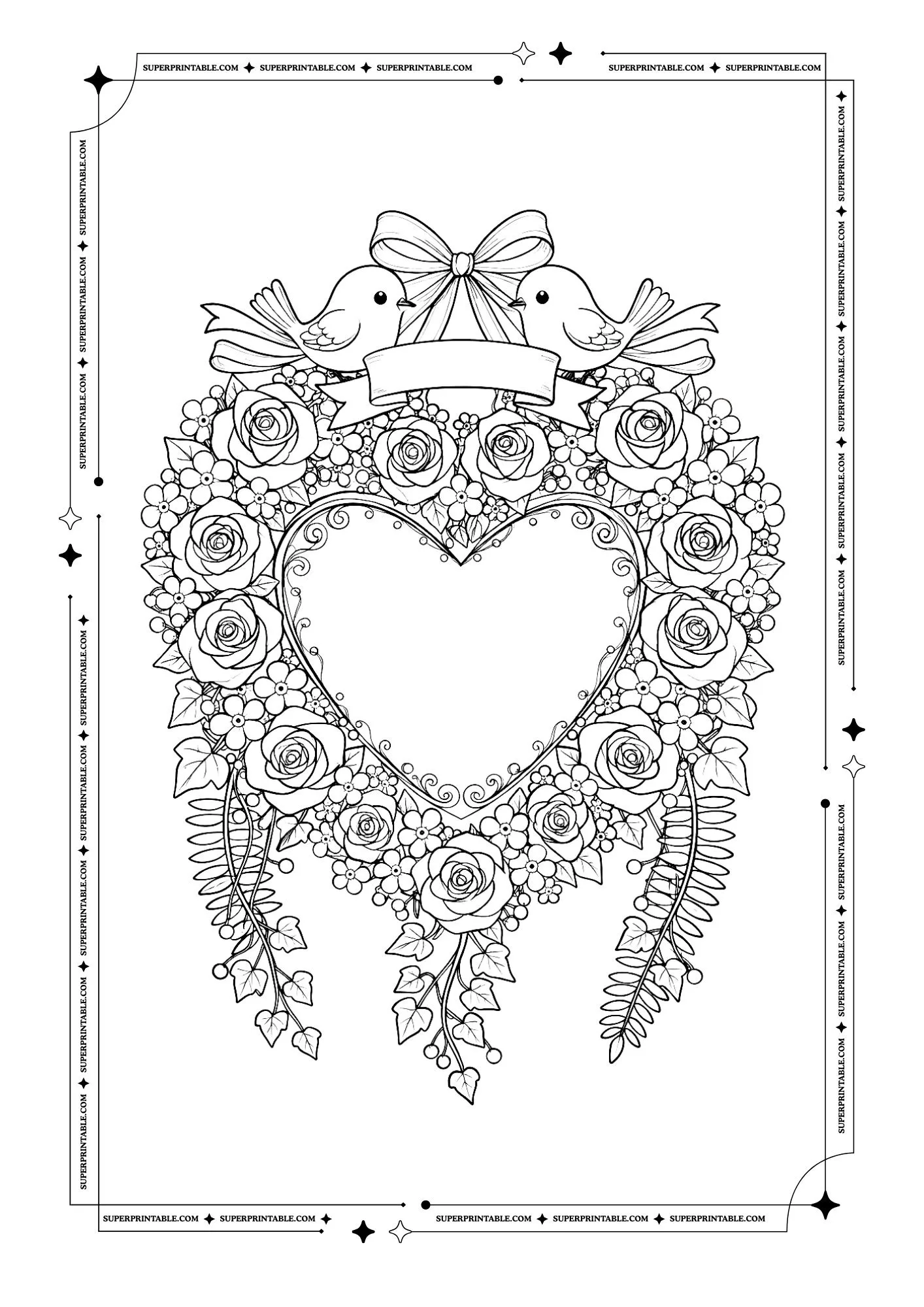 Flower Wreath Coloring Pages 5
