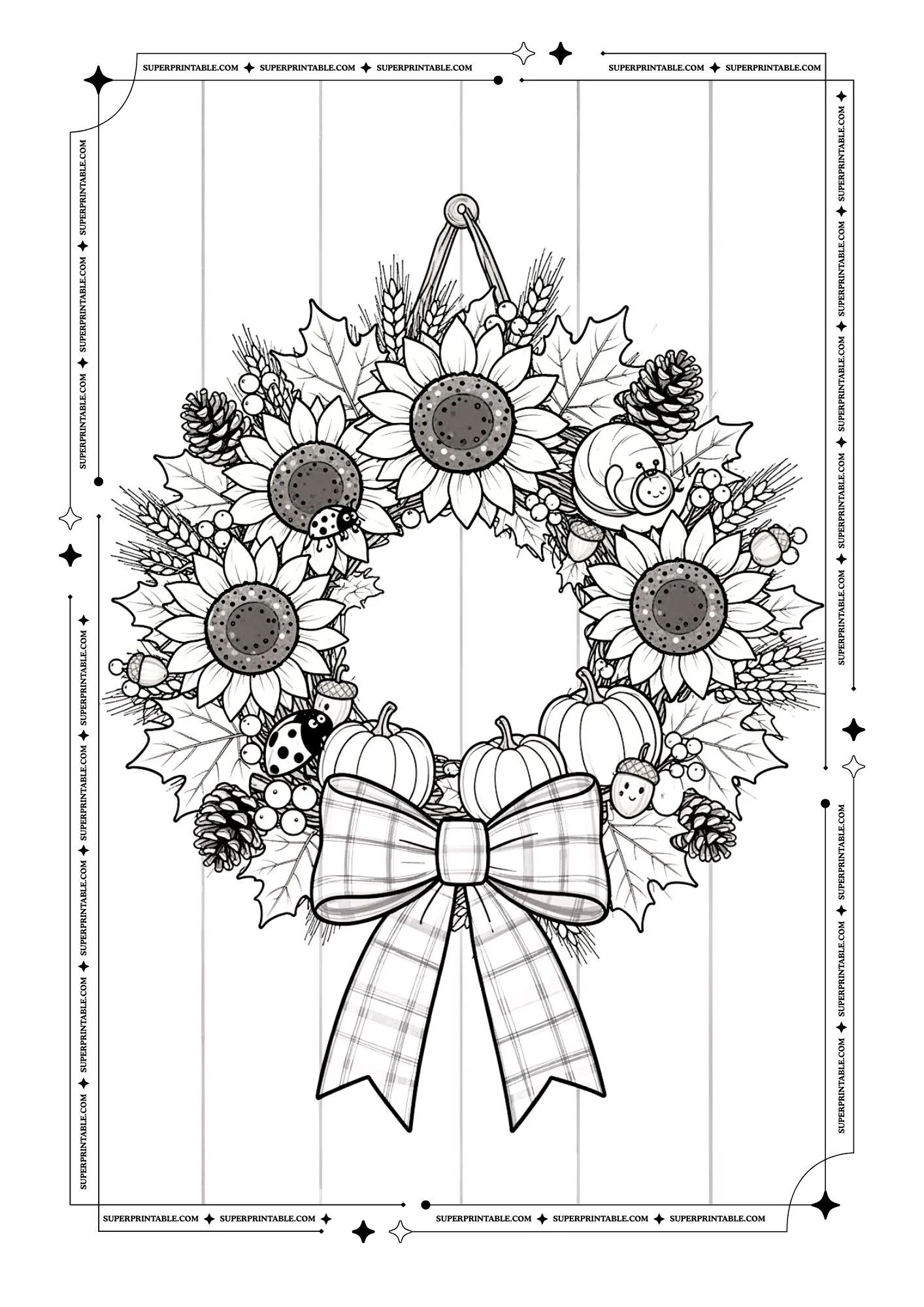 Flower Wreath Coloring Pages 6