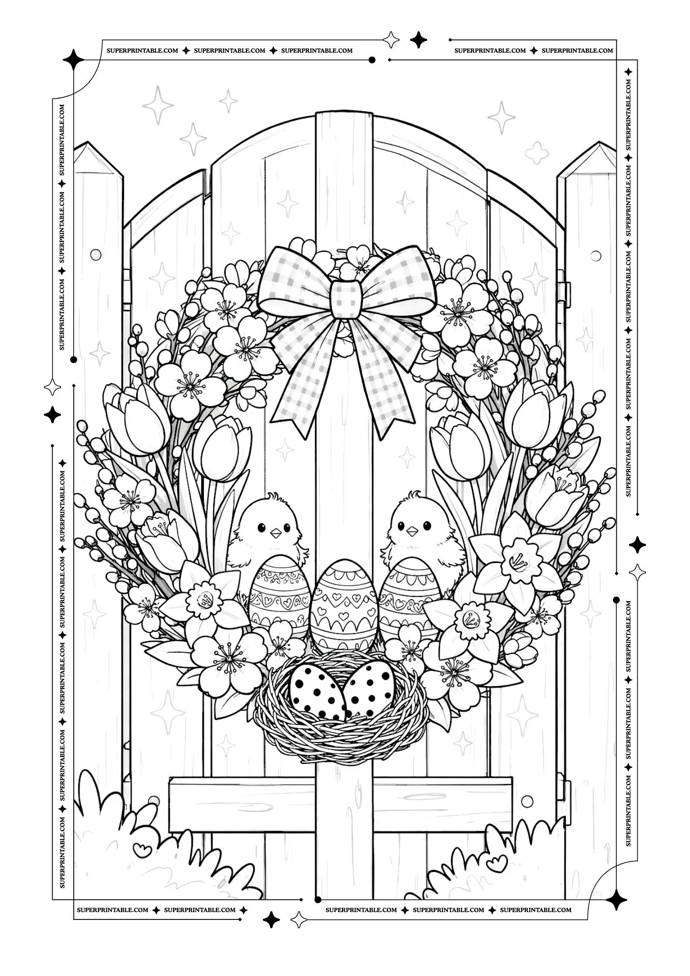 Flower Wreath Coloring Pages 8