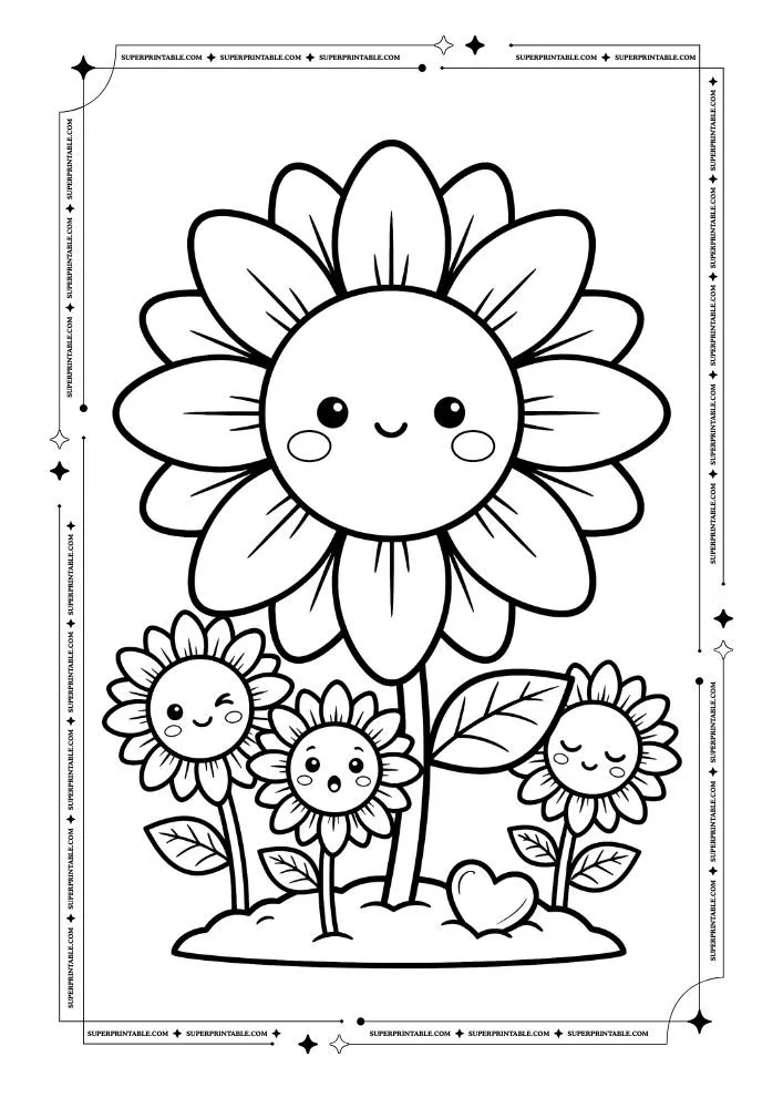 Flower and Heart Coloring Pages 10