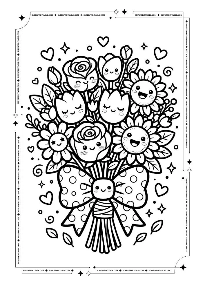 Flower and Heart Coloring Pages 11