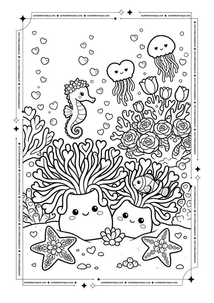 Flower and Heart Coloring Pages 12