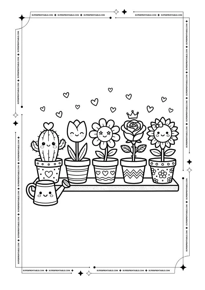 Flower and Heart Coloring Pages 13